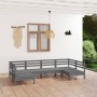 Juego de muebles de jardín 6 piezas madera maciza de pino gris en Conjuntos de jardín | Comprar online en Foru.es