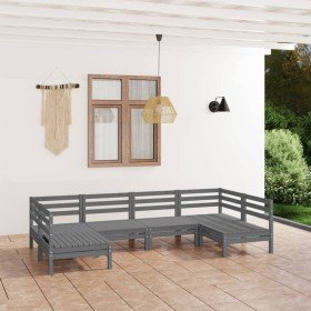 Juego de muebles de jardín 6 piezas madera maciza de pino gris en Conjuntos de jardín | Comprar online en Foru.es