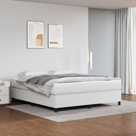 Cama box spring con colchón cuero sintético blanco 160x200 cm de vidaXL, Camas y somieres - Ref: Foro24-3144615, Precio: 475,...