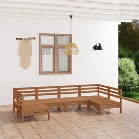 Juego muebles de jardín 6 piezas madera maciza pino marrón miel en Conjuntos de jardín | Comprar online en Foru.es