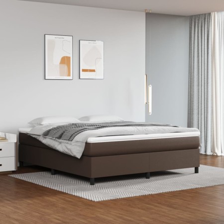 Cama box spring con colchón cuero sintético marrón 180x200 cm de vidaXL, Camas y somieres - Ref: Foro24-3144623, Precio: 551,...