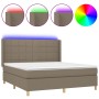 Cama box spring colchón y luces LED tela gris taupe 160x200 cm de vidaXL, Camas y somieres - Ref: Foro24-3138889, Precio: 592...