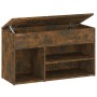 Banco zapatero madera contrachapada roble ahumado 80x30x45 cm de vidaXL, Zapateros y organizadores de calzado - Ref: Foro24-8...