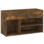 Banco zapatero madera contrachapada roble ahumado 80x30x45 cm de vidaXL, Zapateros y organizadores de calzado - Ref: Foro24-8...