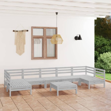 Juego de muebles de jardín 8 piezas madera maciza pino blanco en Conjuntos de jardín | Comprar online en Foru.es