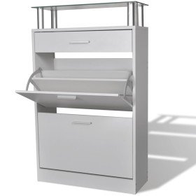 Mueble zapatero con cajón y estante superior de vidrio blanco en Zapateros y organizadores de calzado | Comprar online en Foru.e