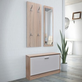 Muebles de entradita con zapatero madera 3 color roble y blanco en Zapateros y organizadores de calzado | Comprar online en Foru