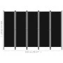 Biombo divisor de 5 paneles negro 250x180 cm de vidaXL, Divisores de ambientes - Ref: Foro24-320726, Precio: 56,47 €, Descuen...