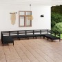 Juego de muebles de jardín 10 pzas madera maciza de pino negro en Conjuntos de jardín | Comprar online en Foru.es