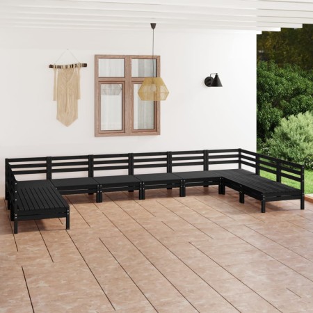 Juego de muebles de jardín 10 pzas madera maciza de pino negro en Conjuntos de jardín | Comprar online en Foru.es