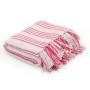 Manta a rayas de algodón rosa y blanco 160x210 cm en Ropa de cama | Comprar online en Foru.es