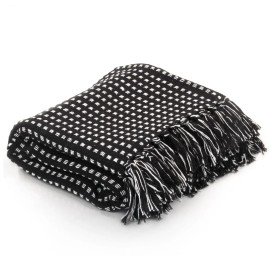 Manta a cuadros de algodón negro 220x250 cm en Ropa de cama | Comprar online en Foru.es