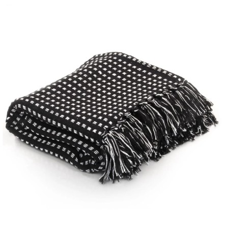 Manta a cuadros de algodón negro 220x250 cm en Ropa de cama | Comprar online en Foru.es