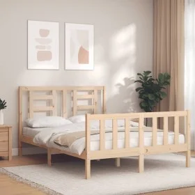 Estructura de cama con cabecero madera maciza 140x200 cm de vidaXL, Camas y somieres - Ref: Foro24-3192881, Precio: 124,71 €,...