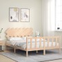 Estructura de cama con cabecero madera maciza 140x200 cm de vidaXL, Camas y somieres - Ref: Foro24-3193466, Precio: 126,18 €,...