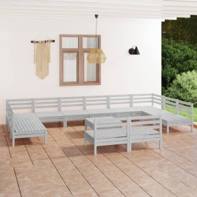 Juego de muebles de jardín 13 pzas madera maciza de pino blanco en Conjuntos de jardín | Comprar online en Foru.es