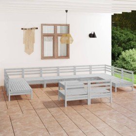 Juego de muebles de jardín 13 pzas madera maciza de pino blanco en Conjuntos de jardín | Comprar online en Foru.es