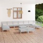 Juego de muebles de jardín 13 pzas madera maciza de pino blanco en Conjuntos de jardín | Comprar online en Foru.es