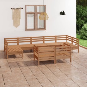 Juego muebles de jardín 10 pzas madera maciza pino marrón miel en Conjuntos de jardín | Comprar online en Foru.es
