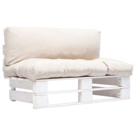 Sofá de jardín de palets con cojines color arena madera de pino en Sofás de exterior | Comprar online en Foru.es