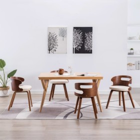 Sillas de comedor 4 uds madera curvada y cuero sintético crema en Sillas de comedor | Comprar online en Foru.es