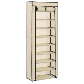 Mueble zapatero de tela con funda color crema 57x29x162 cm en Zapateros y organizadores de calzado | Comprar online en Foru.es