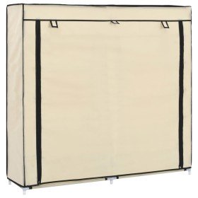 Mueble zapatero con funda de tela color crema 115x28x110 cm en Zapateros y organizadores de calzado | Comprar online en Foru.es