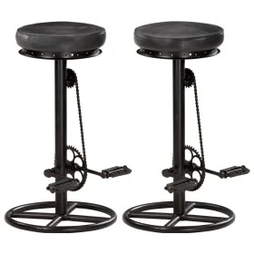 Kitchen stools 2 units black genuine goat leather by vidaXL, Kitchen stools - Ref: Foro24-286968, Price: 202,26 €, Discount: %