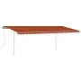 Toldo manual retráctil con LED naranja y marrón 6x3,5 m de vidaXL, Toldos - Ref: Foro24-3070085, Precio: 883,58 €, Descuento: %
