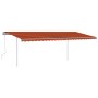 Toldo manual retráctil con LED naranja y marrón 6x3,5 m de vidaXL, Toldos - Ref: Foro24-3070085, Precio: 882,55 €, Descuento: %