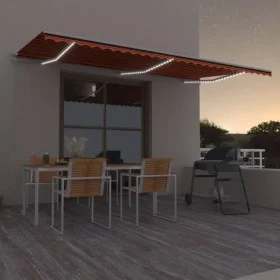 Toldo automático LED sensor de viento naranja marrón 600x350 cm de vidaXL, Toldos - Ref: Foro24-3069055, Precio: 814,38 €, De...