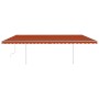 Toldo manual retráctil con postes naranja y marrón 6x3,5 m de vidaXL, Toldos - Ref: Foro24-3070080, Precio: 715,42 €, Descuen...