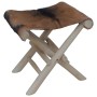 Taburete plegable de piel de cabra y madera de teca maciza en Taburetes y sillas plegables | Comprar online en Foru.es