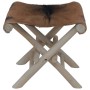 Taburete plegable de piel de cabra y madera de teca maciza en Taburetes y sillas plegables | Comprar online en Foru.es