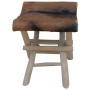 Taburete plegable de piel de cabra y madera de teca maciza en Taburetes y sillas plegables | Comprar online en Foru.es