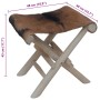 Taburete plegable de piel de cabra y madera de teca maciza en Taburetes y sillas plegables | Comprar online en Foru.es