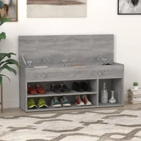 Banco zapatero madera contrachapada gris Sonoma 105x30x45 cm de vidaXL, Zapateros y organizadores de calzado - Ref: Foro24-81...