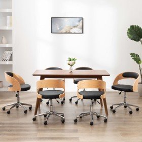 Sillas de comedor giratorias 6 uds madera curvada y cuero negro en Sillas de comedor | Comprar online en Foru.es