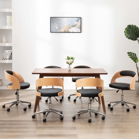 Sillas de comedor giratorias 6 uds madera curvada y cuero negro en Sillas de comedor | Comprar online en Foru.es