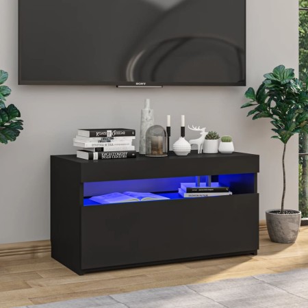 Mueble de TV con luces LED negro 75x35x40 cm de vidaXL, Muebles TV - Ref: Foro24-804393, Precio: 54,07 €, Descuento: %