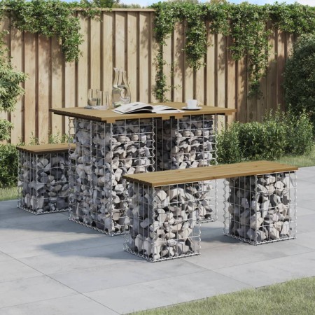 Banco jardín diseño gaviones madera pino impregnada 100x70x72cm de vidaXL, Bancos de jardín - Ref: Foro24-834364, Precio: 92,...
