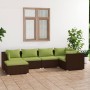 Set muebles de jardín 6 piezas y cojines ratán sintético marrón en Conjuntos de jardín | Comprar online en Foru.es