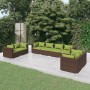 Set muebles de jardín 8 piezas y cojines ratán sintético marrón en Conjuntos de jardín | Comprar online en Foru.es