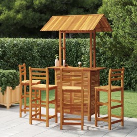 Juego muebles de bar de jardín 5 piezas madera maciza de acacia en Conjuntos de jardín | Comprar online en Foru.es