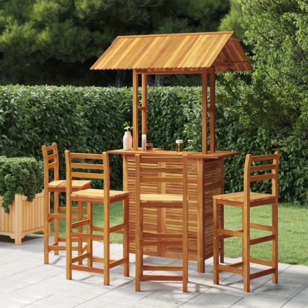 Juego muebles de bar de jardín 5 piezas madera maciza de acacia en Conjuntos de jardín | Comprar online en Foru.es
