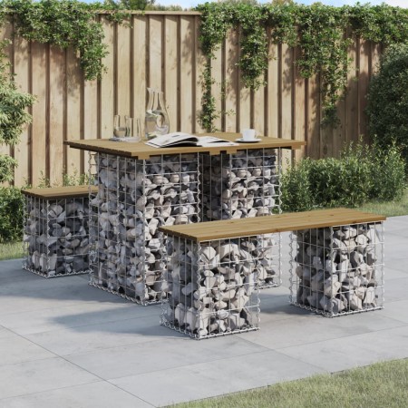 Banco jardín diseño gaviones madera pino impregnada 100x70x72cm de vidaXL, Bancos de jardín - Ref: Foro24-834367, Precio: 111...