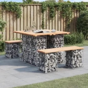 Banco de jardín diseño gaviones madera maciza pino 100x102x72cm de vidaXL, Bancos de jardín - Ref: Foro24-834371, Precio: 98,...