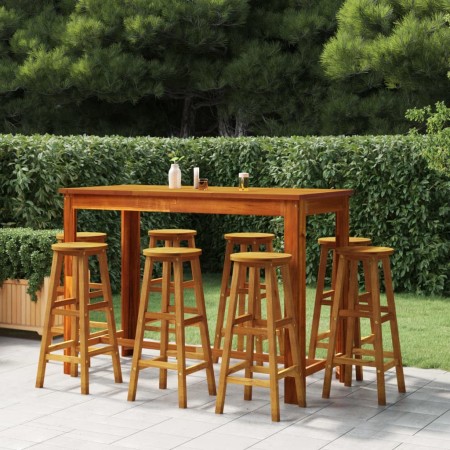 Juego muebles de bar para jardín 9 pzas madera maciza de acacia en Conjuntos de jardín | Comprar online en Foru.es