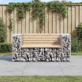 Gartenbank Design Gabione massives Kiefernholz 143x71x65,5 cm von vidaXL, Gartenbänke - Ref: Foro24-834377, Preis: 144,28 €, ...