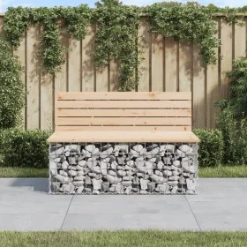 Banco de jardín diseño gaviones madera maciza pino 103x70x65 cm de vidaXL, Bancos de jardín - Ref: Foro24-834374, Precio: 129...